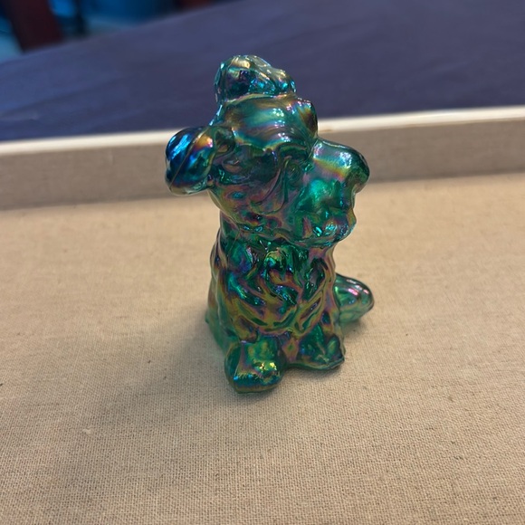 Vintage Fenton Iridescent Green Scottie Dog Figurine - Carnival Glass - Picture 4 of 5